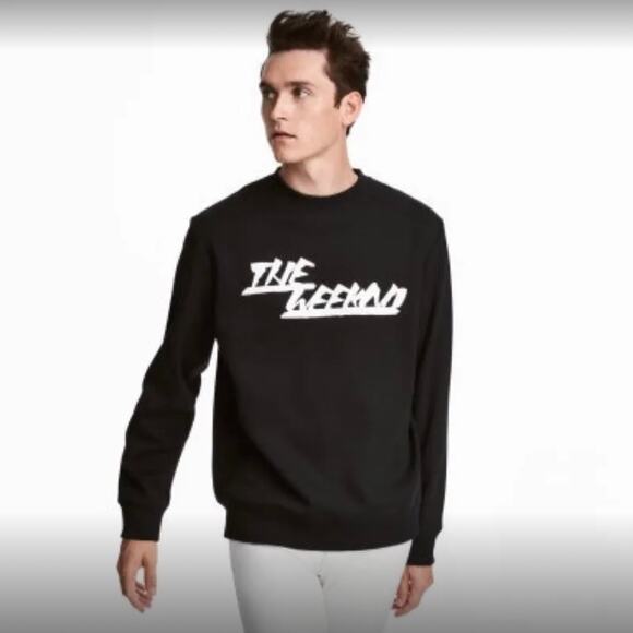 The Weeknd H&M Mens Sweatshirt SZ M Black Crewneck Pullover If it Aint XO - Picture 1 of 10